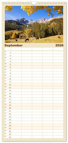 Produktbild: Familienplaner 2026 - Pferde und Ponys im Paradies mit 5 Spalten (Wandkalender, 21 x 45 cm) CALVENDO