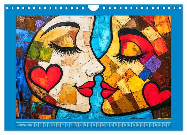 Produktbild: Liebe und Gl&uuml;ck. Abstrakte Kunst im &Ouml;lbilder-Stil (Wandkalender 2026 DIN A4 quer), CALVENDO Monatskalender