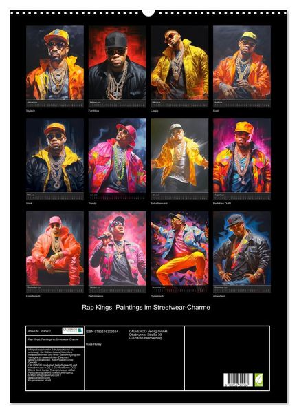 Produktbild: Rap Kings. Paintings im Streetwear-Charme (Wandkalender 2026 DIN A2 hoch), CALVENDO Monatskalender