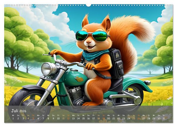 Produktbild: Tierische Motorradfahrer (Wandkalender 2026 DIN A2 quer), CALVENDO Monatskalender