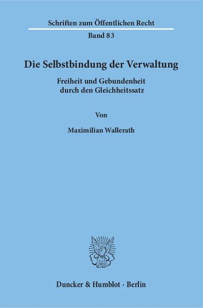 Produktbild: Die Selbstbindung der Verwaltung