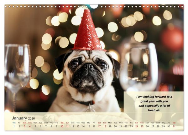Produktbild: Great fun for pug lovers (Wall Calendar 2026 DIN A3 landscape), CALVENDO 12 Month Wall Calendar