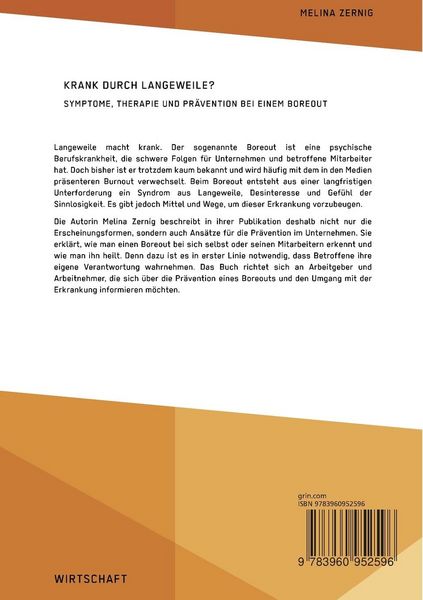 Produktbild: Krank durch Langeweile? Symptome, Therapie und Pr&auml;vention bei einem Boreout