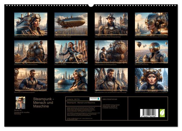 Produktbild: Steampunk - Mensch und Maschine (hochwertiger Premium Wandkalender 2026 DIN A2 quer), Kunstdruck in Hochglanz