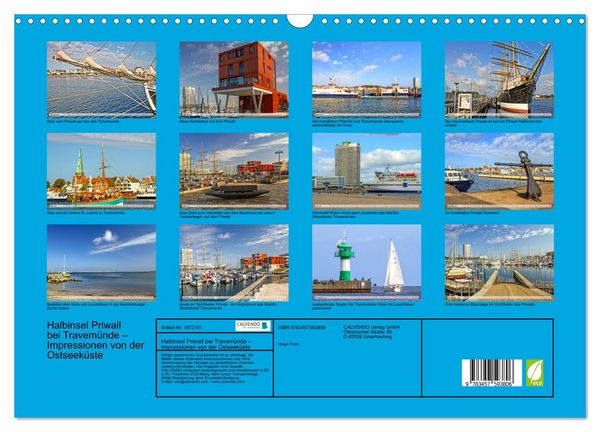 Produktbild: Halbinsel Priwall bei Travem&uuml;nde &ndash; Impressionen von der Ostseek&uuml;ste (Wandkalender 2026 DIN A3 quer), CALVENDO Monatskalender