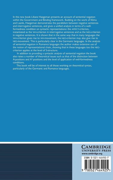 Produktbild: The Syntax of Negation