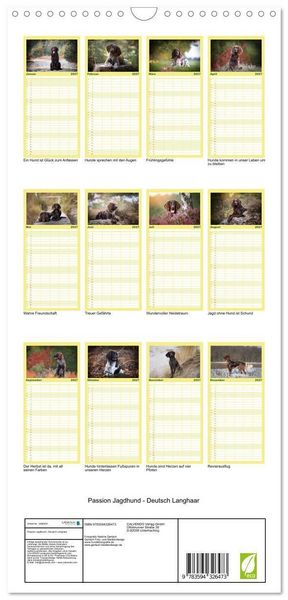 Produktbild: Familienplaner 2027 - Passion Jagdhund - Deutsch Langhaar mit 5 Spalten (Wandkalender, 21 x 45 cm) CALVENDO