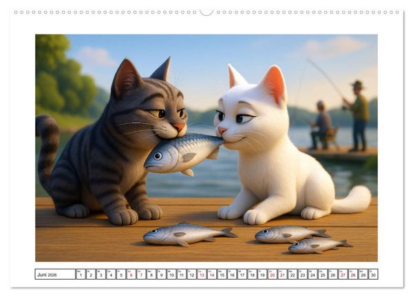 Produktbild: Katzen w&uuml;rden Fische kaufen (Wandkalender 2026 DIN A2 quer), CALVENDO Monatskalender