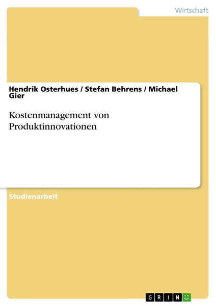 Produktbild: Kostenmanagement von Produktinnovationen