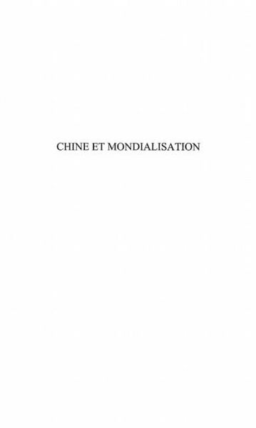 Produktbild: Chine et mondialisation