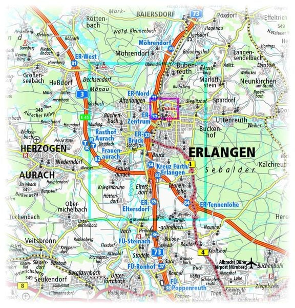 Erlangen. Stadtplan 1:14 000