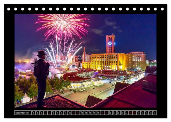 Produktbild: Schornsteinfeger &uuml;ber Berlin - Die Gl&uuml;cksbringer auf den D&auml;chern der Hauptstadt (Tischkalender 2027 DIN A5 quer), CALVENDO Monatskalender