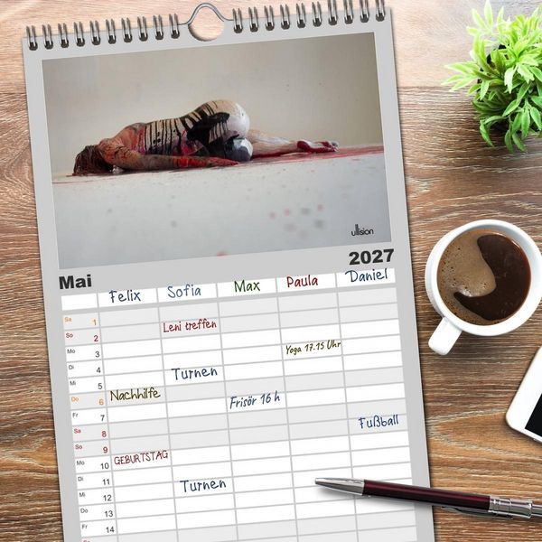 Produktbild: Familienplaner 2027 - FARBSPIELE - Akt im Feuerwerk der Farben mit 5 Spalten (Wandkalender, 21 x 45 cm) CALVENDO
