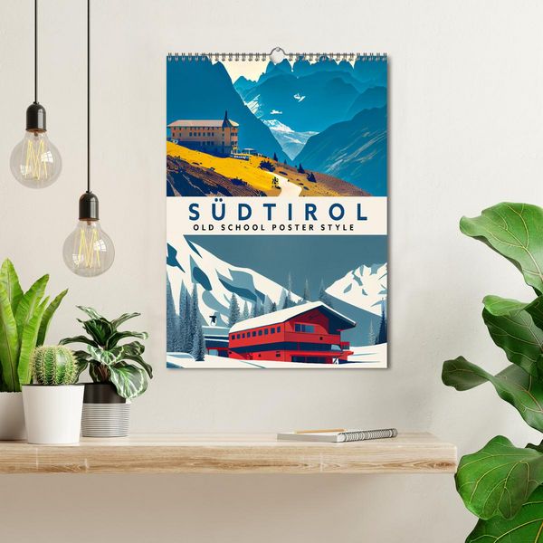 Produktbild: S&uuml;dtirol - Old School Poster Style (Wandkalender 2026 DIN A3 hoch), CALVENDO Monatskalender