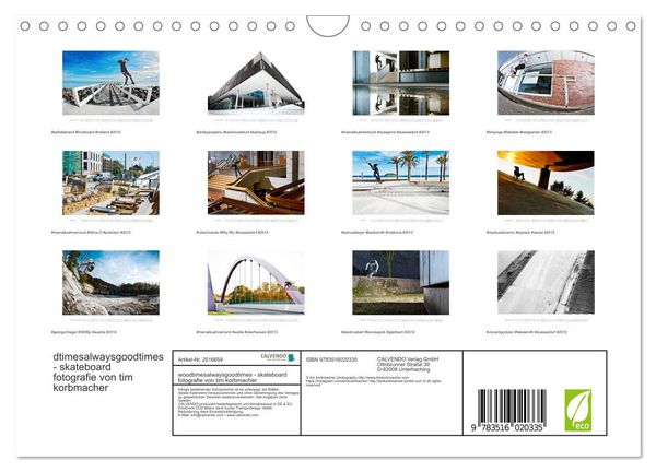 Produktbild: woodtimesalwaysgoodtimes - skateboard fotografie von tim korbmacher (Wandkalender 2026 DIN A4 quer), CALVENDO Monatskalender