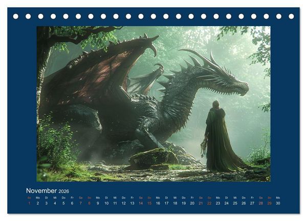 Produktbild: Drachenkrieger (Tischkalender 2026 DIN A5 quer), CALVENDO Monatskalender