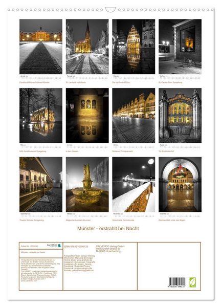 Produktbild: M&uuml;nster - erstrahlt bei Nacht (Wandkalender 2026 DIN A2 hoch), CALVENDO Monatskalender