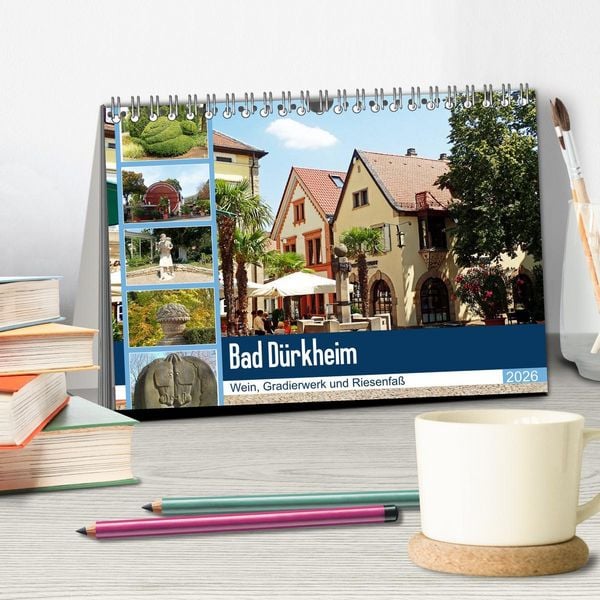 Produktbild: Bad D&uuml;rkheim - Wein, Gradierwerk und Riesenfa&szlig; (Tischkalender 2026 DIN A5 quer), CALVENDO Monatskalender