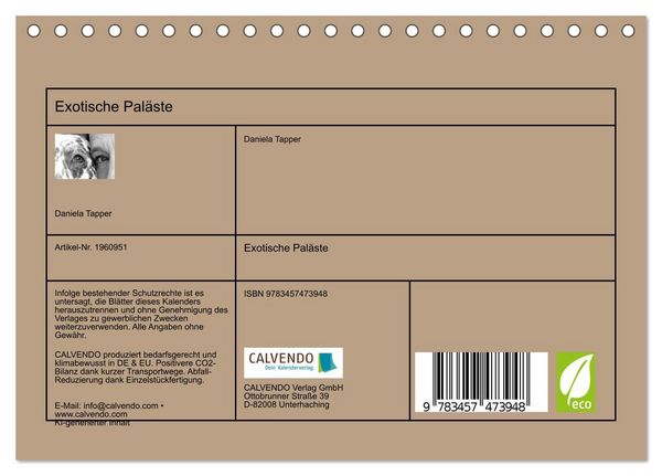 Produktbild: Exotische Pal&auml;ste (Tischkalender 2026 DIN A5 quer), CALVENDO Monatskalender