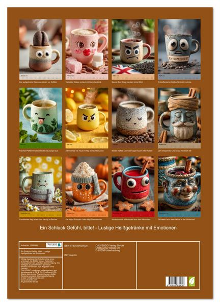 Produktbild: Ein Schluck Gef&uuml;hl, bitte! - Lustige Hei&szlig;getr&auml;nke mit Emotionen (Wandkalender 2026 DIN A2 hoch), CALVENDO Monatskalender