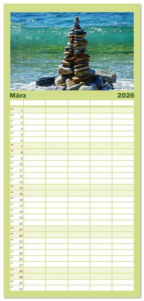 Produktbild: Familienplaner 2026 - Samos - gr&uuml;ne Perle in der &Auml;g&auml;is mit 5 Spalten (Wandkalender, 21 x 45 cm) CALVENDO