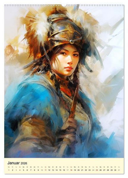 Produktbild: Fantasy-Krieger der Mongolei. Inspiriert von Dschingis Khan (Wandkalender 2026 DIN A2 hoch), CALVENDO Monatskalender