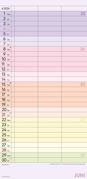 Produktbild: Superplaner Farbenfroh 2026 - Familien-Timer 22x45 cm - mit Ferienterminen - 3 Spalten - Wand-Planer - mit vielen Zusatzinformationen - Alpha Edition