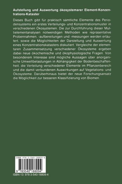 Produktbild: Aufstellung und Auswertung &ouml;kosystemarer Element-Konzentrations-Kataster