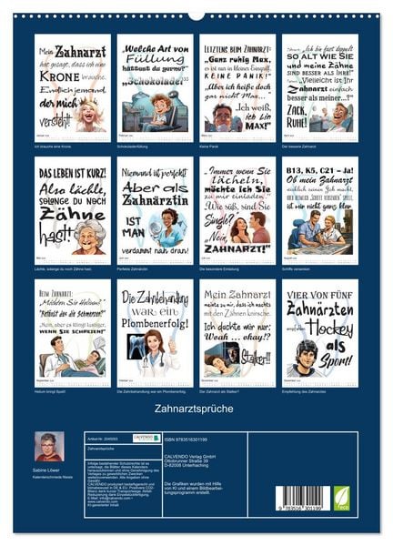 Produktbild: Zahnarztspr&uuml;che (hochwertiger Premium Wandkalender 2026 DIN A2 hoch), Kunstdruck in Hochglanz