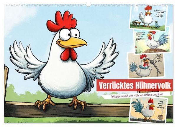 Produktbild: Verr&uuml;cktes H&uuml;hnervolk (Wandkalender 2026 DIN A2 quer), CALVENDO Monatskalender