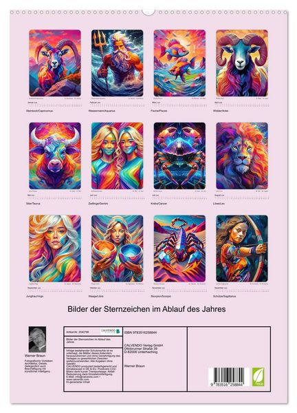 Produktbild: Bilder der Sternzeichen im Ablauf des Jahres (hochwertiger Premium Wandkalender 2026 DIN A2 hoch), Kunstdruck in Hochglanz