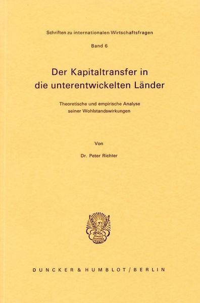 Produktbild: Der Kapitaltransfer in die unterentwickelten L&auml;nder.