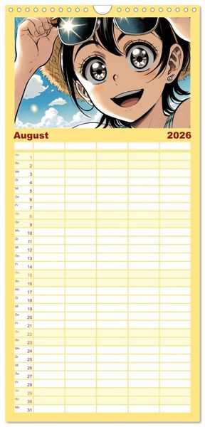 Produktbild: Familienplaner 2026 - Manga Momente - Mit KI entfachte Manga Magie mit 5 Spalten (Wandkalender, 21 x 45 cm) CALVENDO