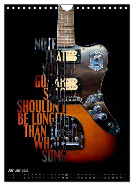 Produktbild: Rockgitarren Textposter (Wandkalender 2026 DIN A4 hoch), CALVENDO Monatskalender