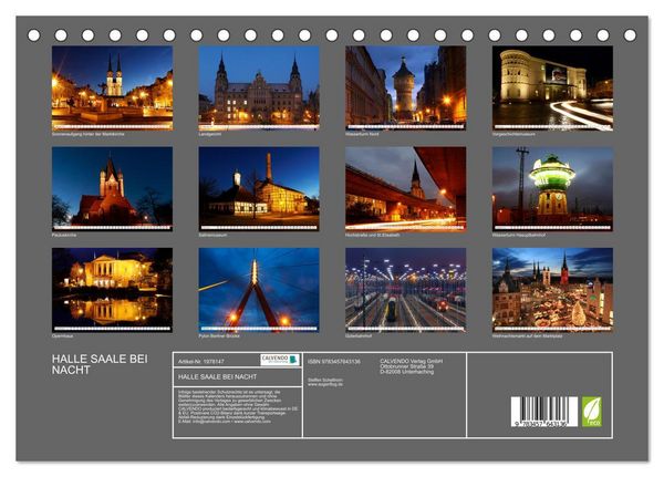 Produktbild: HALLE SAALE BEI NACHT (Tischkalender 2026 DIN A5 quer), CALVENDO Monatskalender