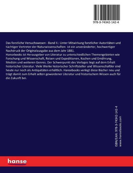 Produktbild: Das forstliche Versuchswesen