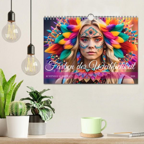 Produktbild: Farben der Weiblichkeit - Kunstvolle KI Portraits (Wandkalender 2026 DIN A4 quer), CALVENDO Monatskalender