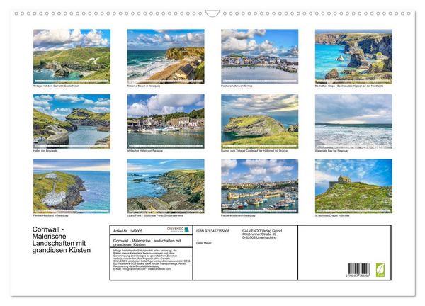 Produktbild: Cornwall - Malerische Landschaften mit grandiosen K&uuml;sten (Wandkalender 2026 DIN A2 quer), CALVENDO Monatskalender