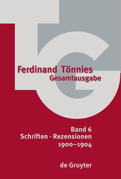 Produktbild: Ferdinand T&ouml;nnies: Gesamtausgabe (TG) / 1900&ndash;1904