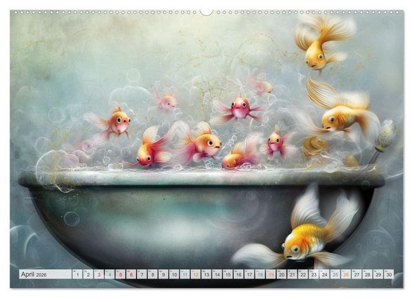 Produktbild: Wasserschlacht mit Flauschalarm (hochwertiger Premium Wandkalender 2026 DIN A2 quer), Kunstdruck in Hochglanz