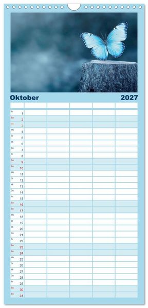 Produktbild: Familienplaner 2027 - Blauer Zauberflug mit 5 Spalten (Wandkalender, 21 x 45 cm) CALVENDO