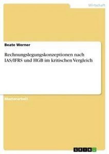 Produktbild: Rechnungslegungskonzeptionen nach IAS/IFRS und HGB im kritischen Vergleich