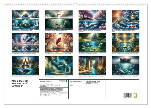 Produktbild: Klang der Stille - Kois aus der KI Dimension (Wandkalender 2026 DIN A2 quer), CALVENDO Monatskalender