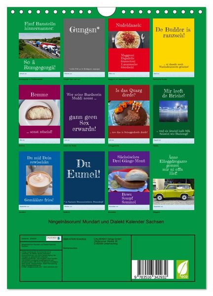 Produktbild: Ningeln&auml;sorum! Mundart und Dialekt Kalender Sachsen (Wandkalender 2026 DIN A4 hoch), CALVENDO Monatskalender