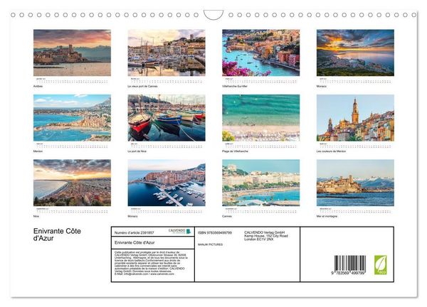 Produktbild: Enivrante C&ocirc;te d'Azur (Calendrier mural 2027 DIN A3 vertical), CALVENDO calendrier mensuel
