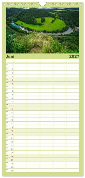Produktbild: Familienplaner 2027 - Naturwunder - Deutschlands Flussschleifen mit 5 Spalten (Wandkalender, 21 x 45 cm) CALVENDO