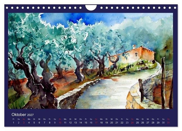 Produktbild: Mallorca Aquarelle (Wandkalender 2027 DIN A4 quer), CALVENDO Monatskalender