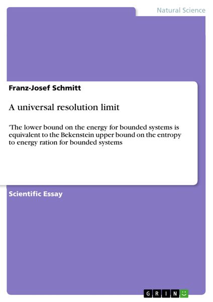 Produktbild: A universal resolution limit