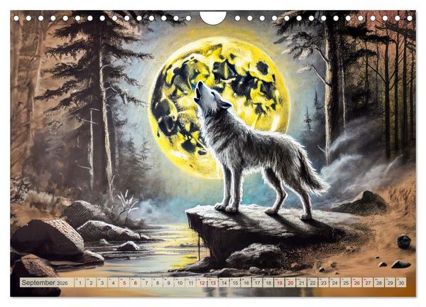 Produktbild: Die Eleganz der W&ouml;lfe - Mythische Begegnungen in der Natur (Wandkalender 2026 DIN A4 quer), CALVENDO Monatskalender