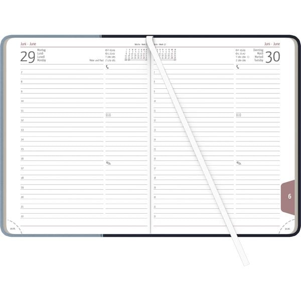 Produktbild: Buchkalender Premium Air blau-azur 2026 - Büro-Kalender A5 - Cheftimer - 1 Tag 1 Seite - 416 Seiten - Tucson-Einband - Zettler